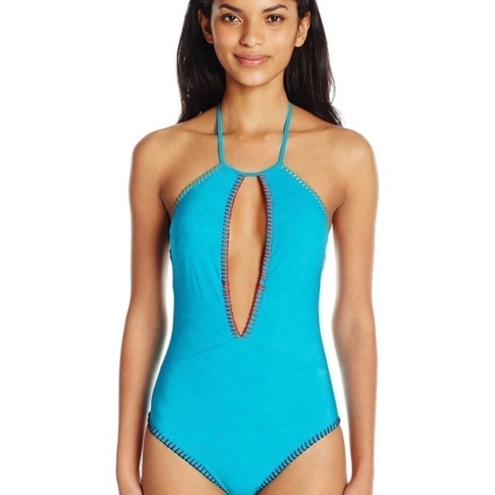 NEW Nannette Lepore Blue Southwest Plunge One Piece